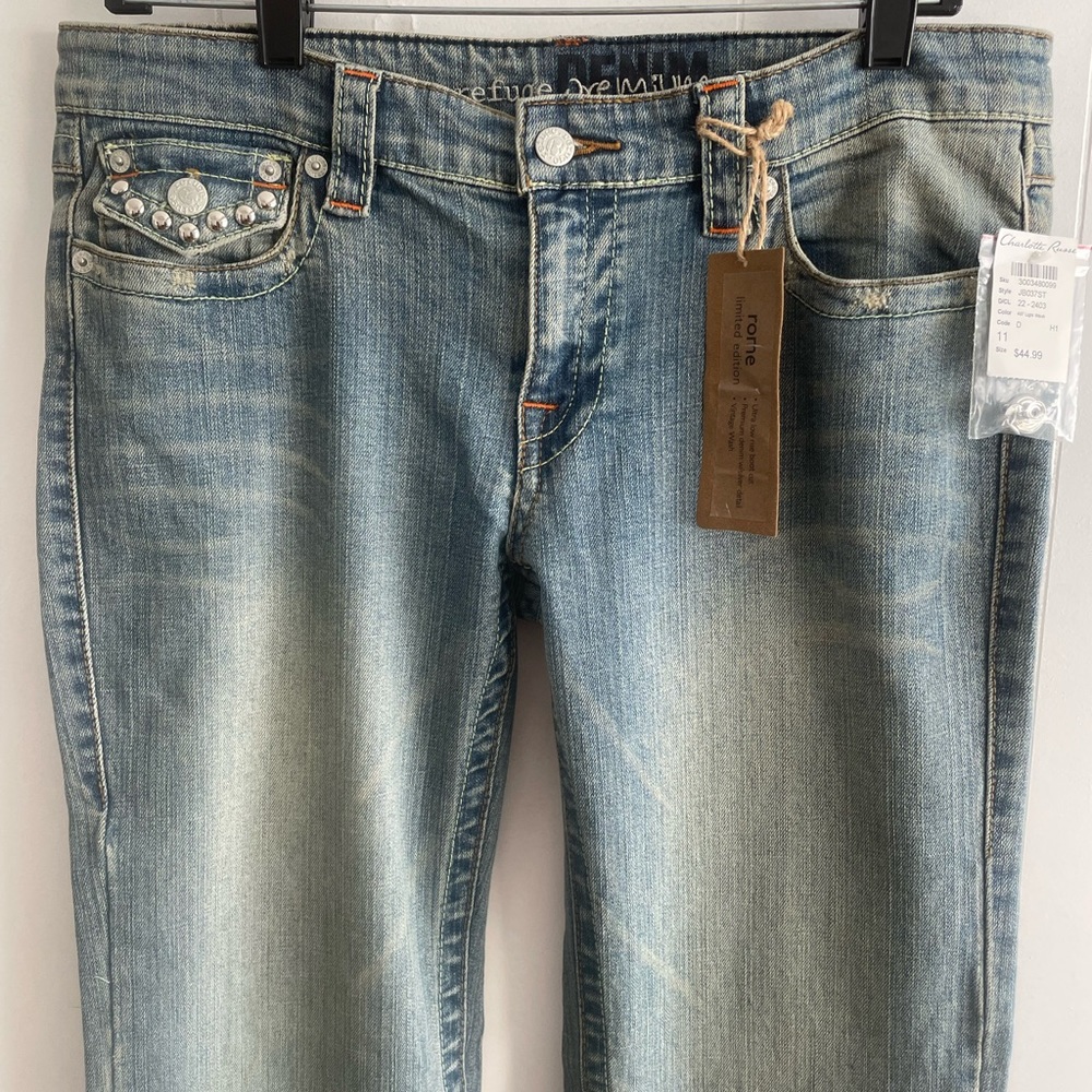 Y2K Deadstock Ultra Lowrise Refuge Bootcut Jeans with Studded Back Pockets